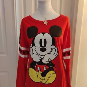 Disney Mickey Mouse Graphic Tee in Bold Red